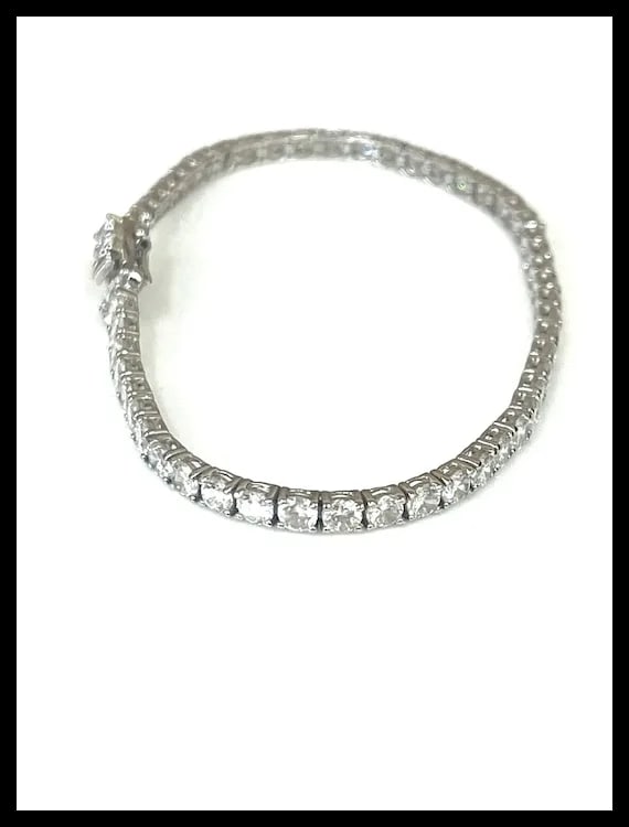 Estate 14k White Gold 3 Carat Diamond Tennis Bracelet - 5