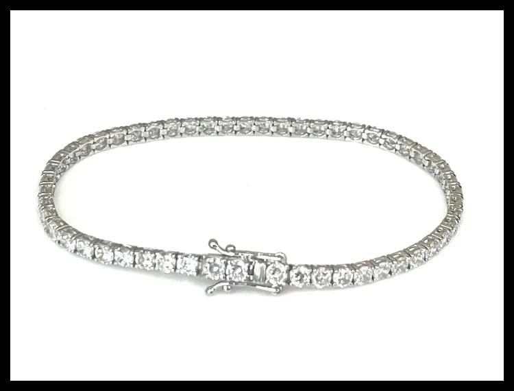 Estate 14k White Gold 3 Carat Diamond Tennis Bracelet - 6