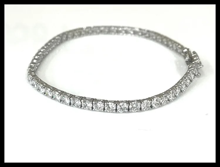 Estate 14k White Gold 3 Carat Diamond Tennis Bracelet - 7