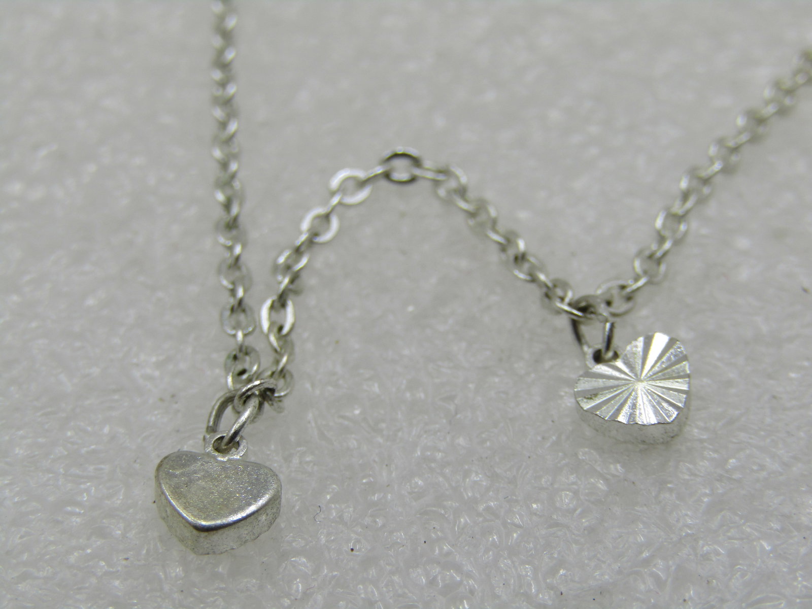Silver Tone Ridge Heart Ankle Bracelet, 9.25" - 2