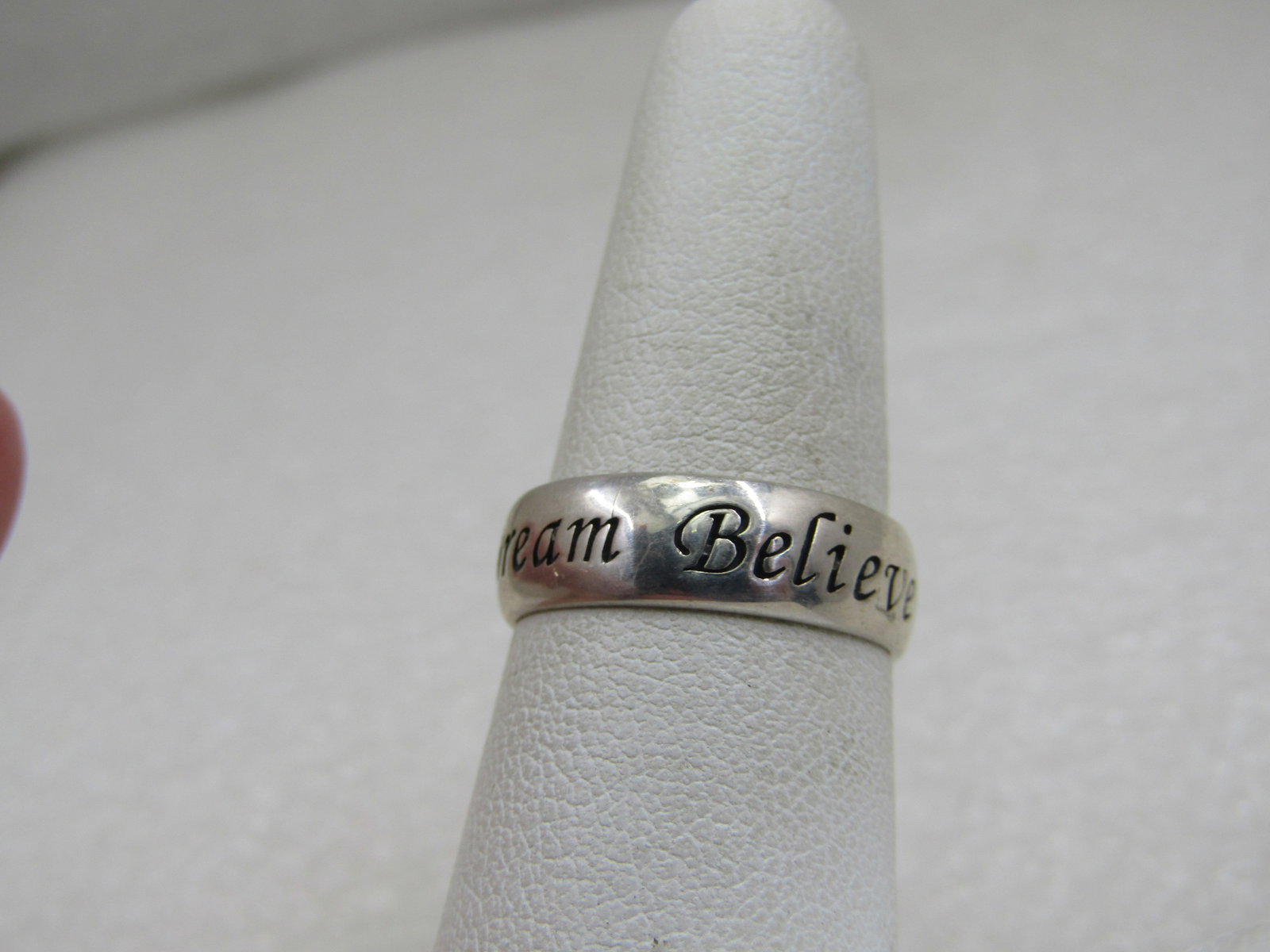 Vintage Sterling Dream Believe Band Ring, Signed RJ, Sz. 7 - 2