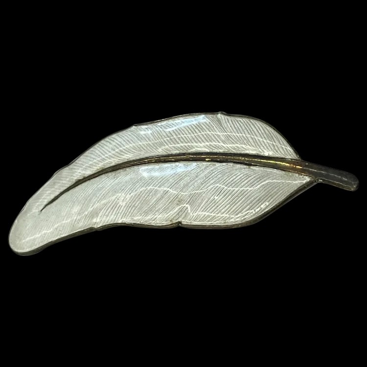 Estate Viggo Pedersen Enamel and Sterling Silver Feather Brooch (1 of 6)