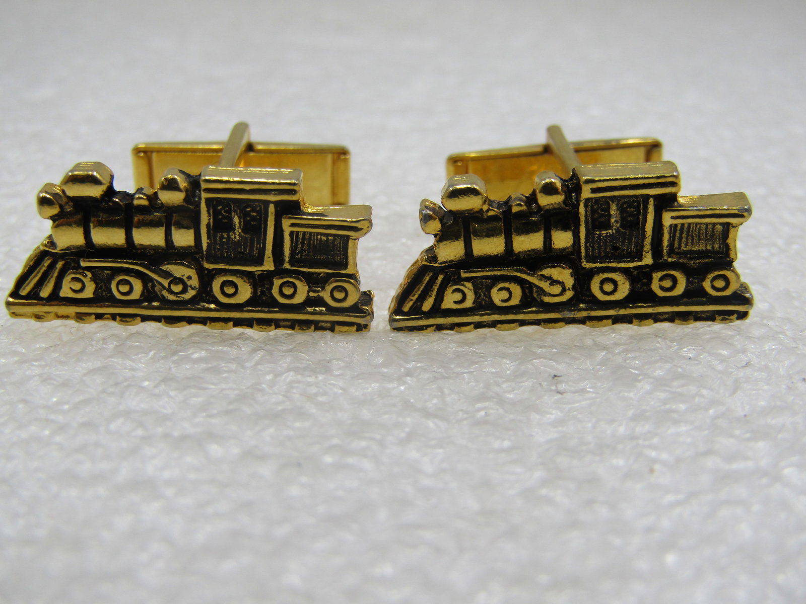 Vintage Train Engine Cufflinks & Tie Clip Set, 1960's-1970's Signed Lisa - 2