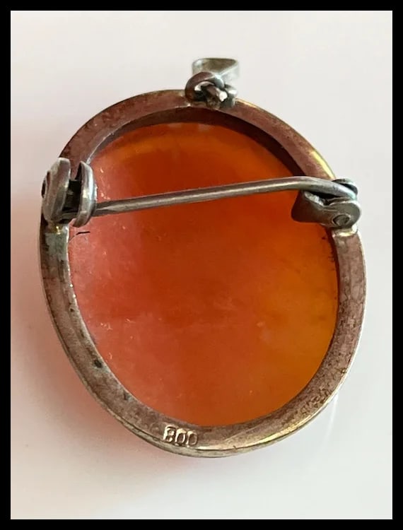 Vintage Silver and Shell Three Ladies Pendant/ Brooch - 7