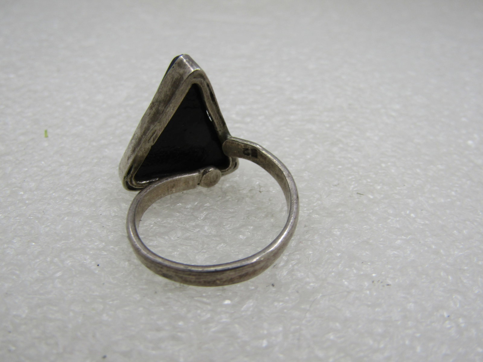 Vintage Sterling Mod Triangular Blue Glass Ring, Unisex, Adjustable - 5