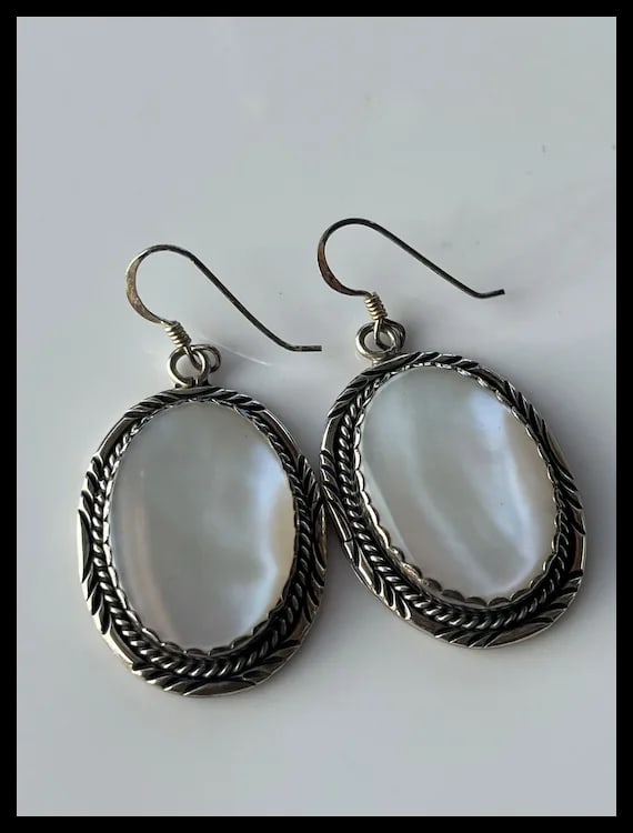 Large Vintage Sterling Silver Earrings - 2