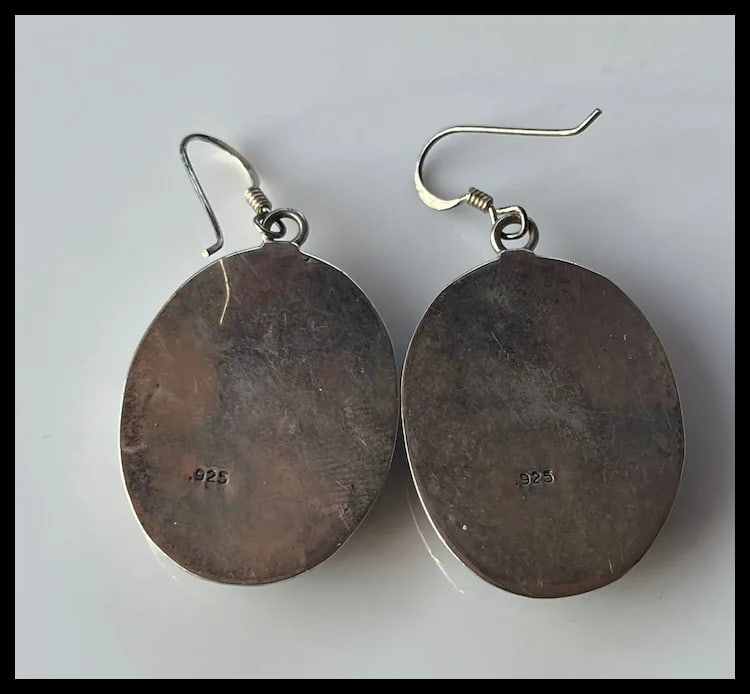 Large Vintage Sterling Silver Earrings - 3