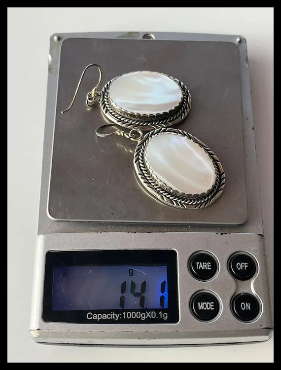 Large Vintage Sterling Silver Earrings - 4