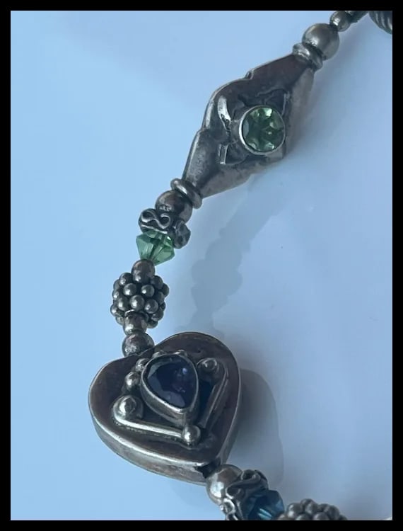 Estate Sterling Silver Double Sided Cabachon Bracelet - 5