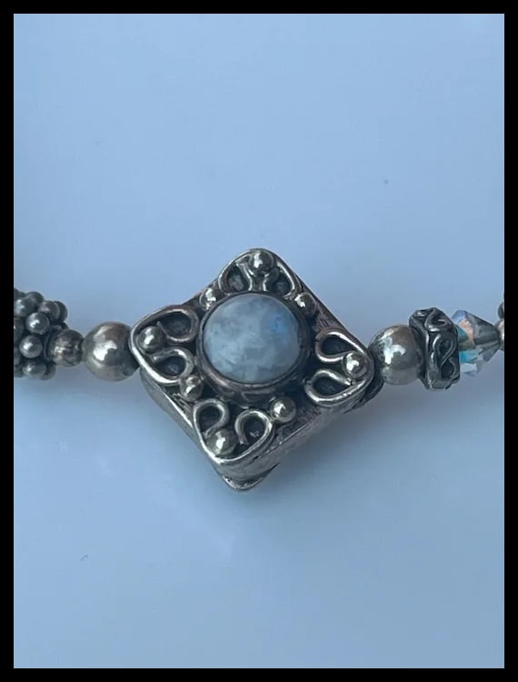 Estate Sterling Silver Double Sided Cabachon Bracelet - 6
