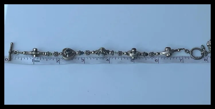 Estate Sterling Silver Double Sided Cabachon Bracelet - 8