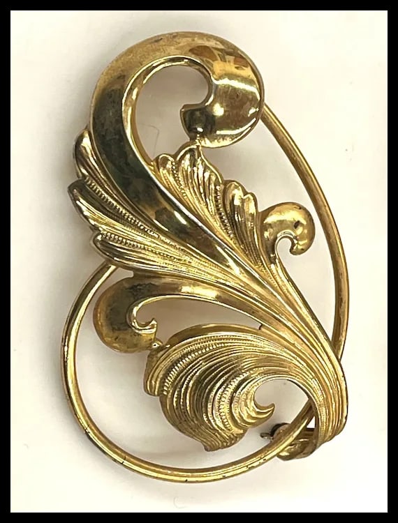 Vintage Sterling Silver Forstner Screw Back Shell Earrings and Leaf Brooch - 3
