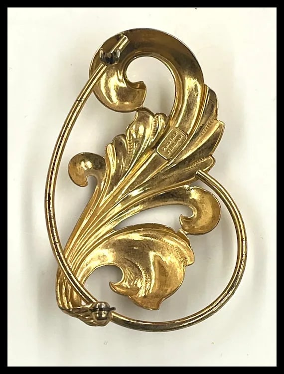 Vintage Sterling Silver Forstner Screw Back Shell Earrings and Leaf Brooch - 4
