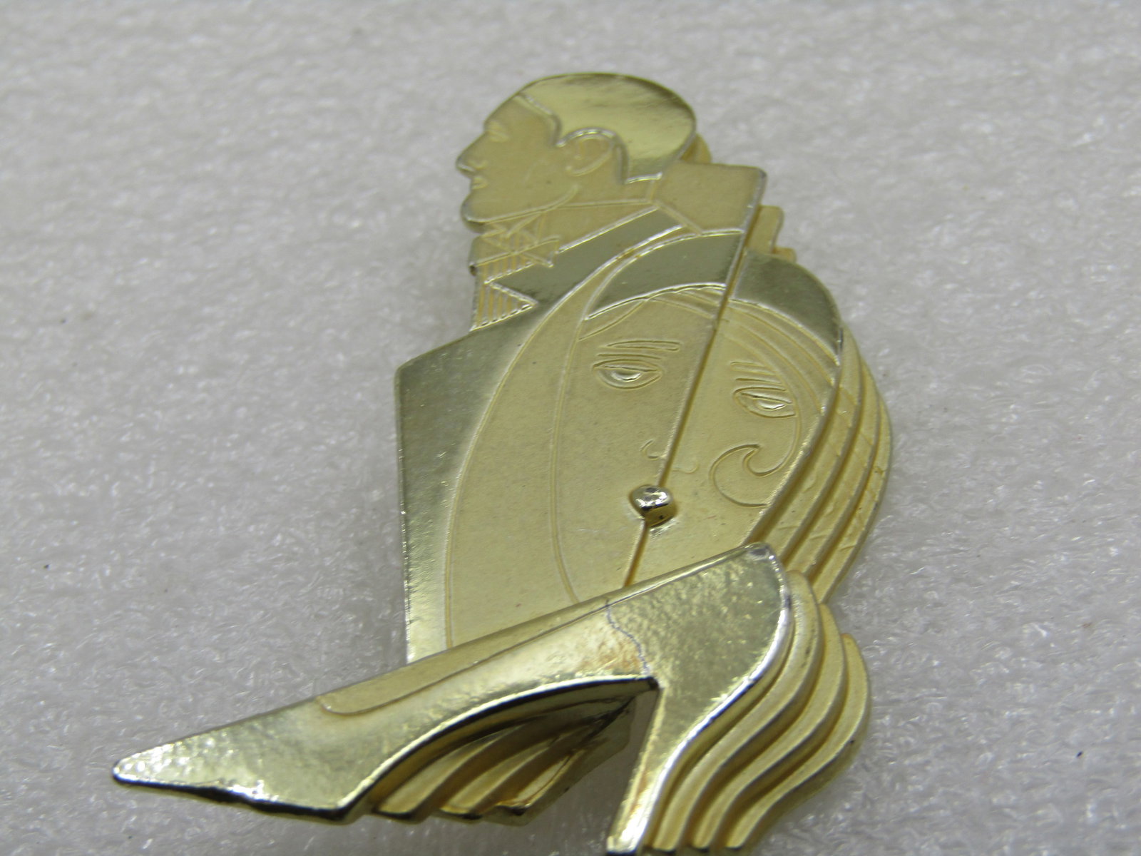 Vintage Art Deco Themed Brooch, Signed CAJC, Man, Woman, Shoe - 5