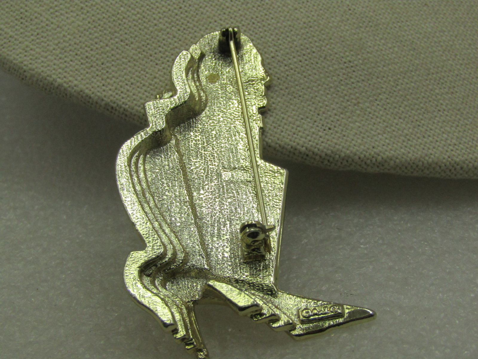 Vintage Art Deco Themed Brooch, Signed CAJC, Man, Woman, Shoe - 6