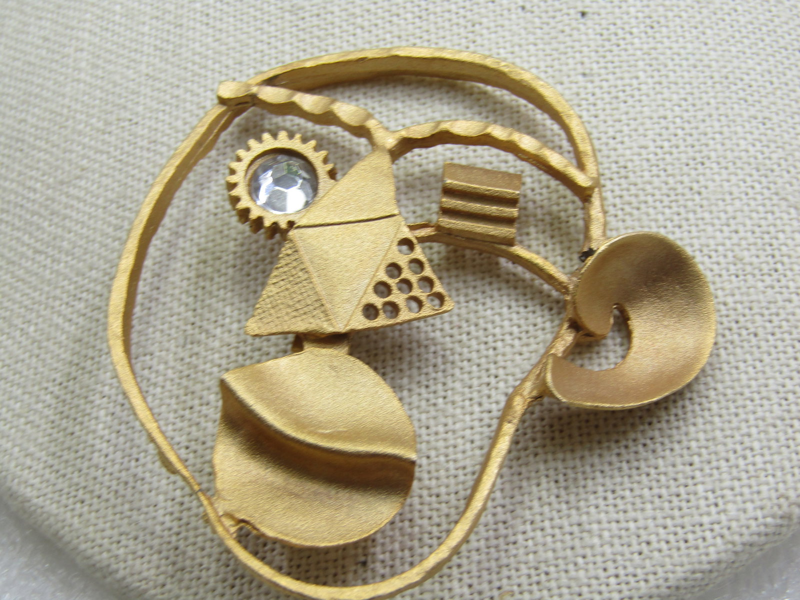 Vintage Modern Steam Punk Face Brooch, 2.75" by 2.5" - 3