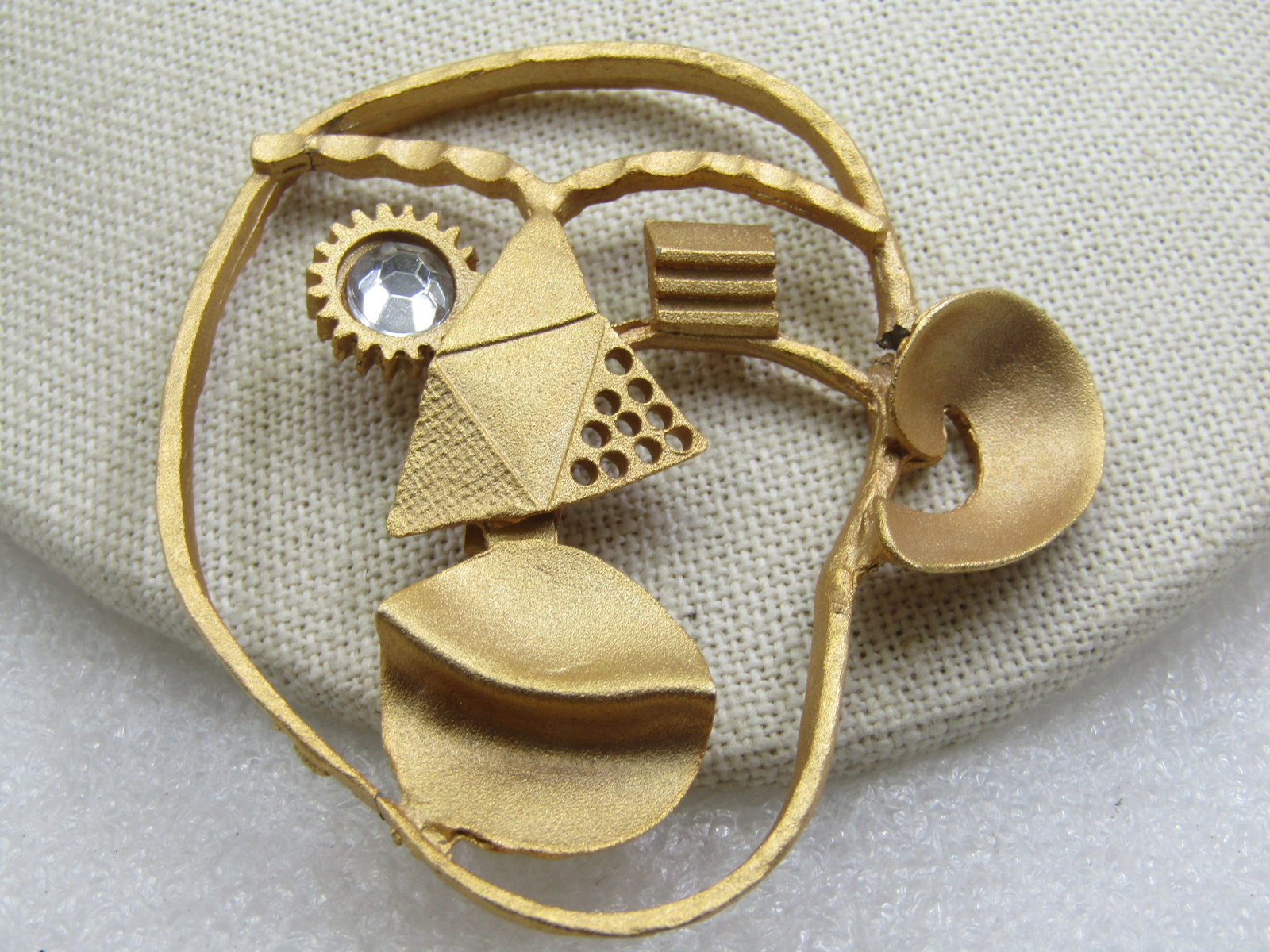 Vintage Modern Steam Punk Face Brooch, 2.75" by 2.5" - 5