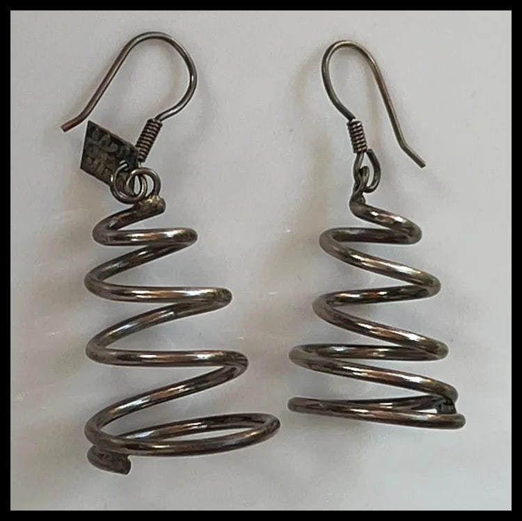 Vintage Sterling Silver Spiral Earrings - 2