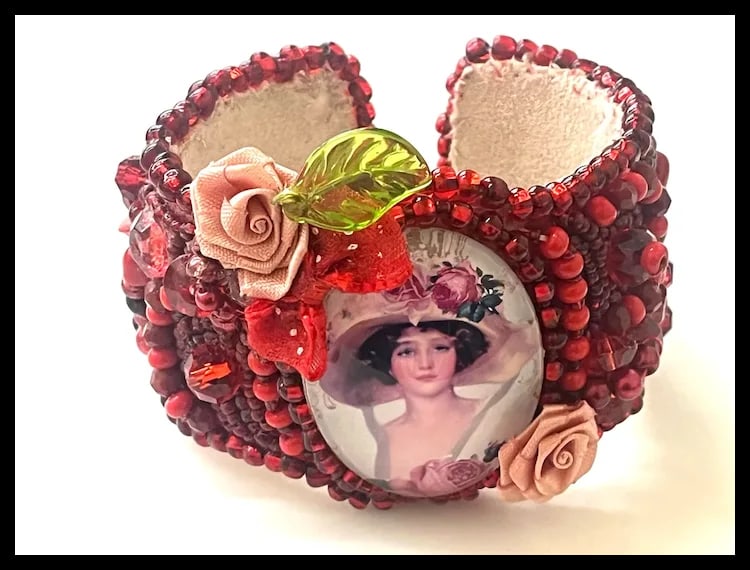 Vintage Handmade Artisan Beaded Bracelet/Cuff - 2