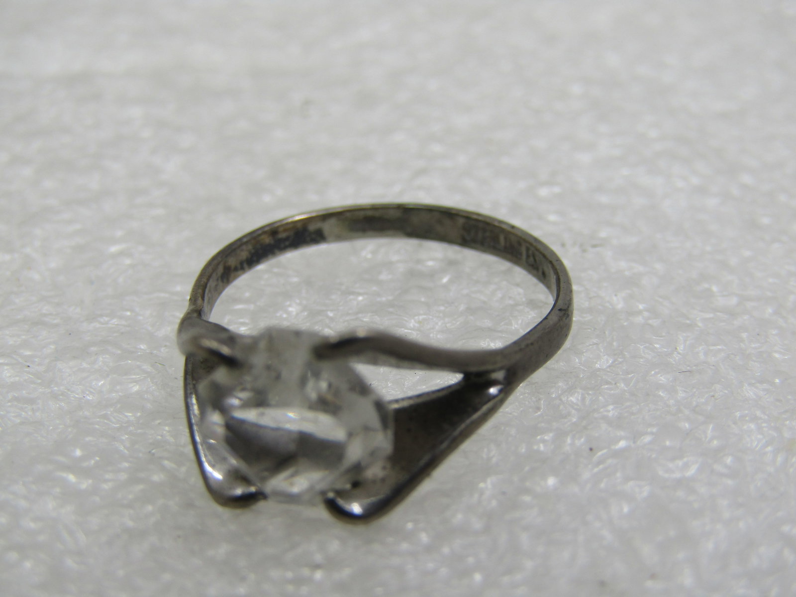 Vintage Sterling Clear Stone Ring, Sz. 6, Signed ESPO, 1960's - 6