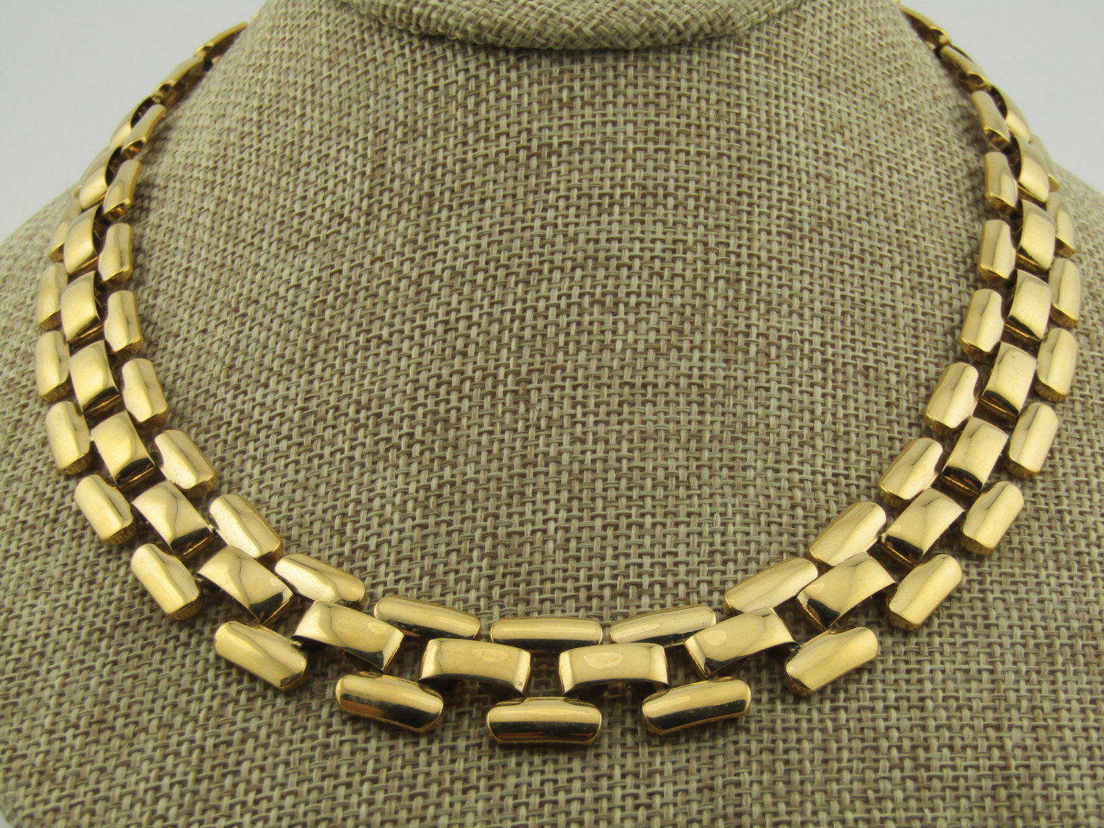 Vintage Gold Woven Link Necklace, 18", 1980's - 2