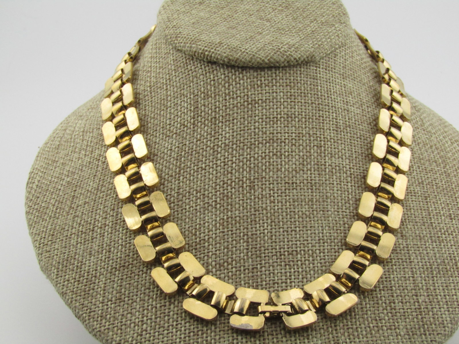 Vintage Gold Woven Link Necklace, 18", 1980's - 4