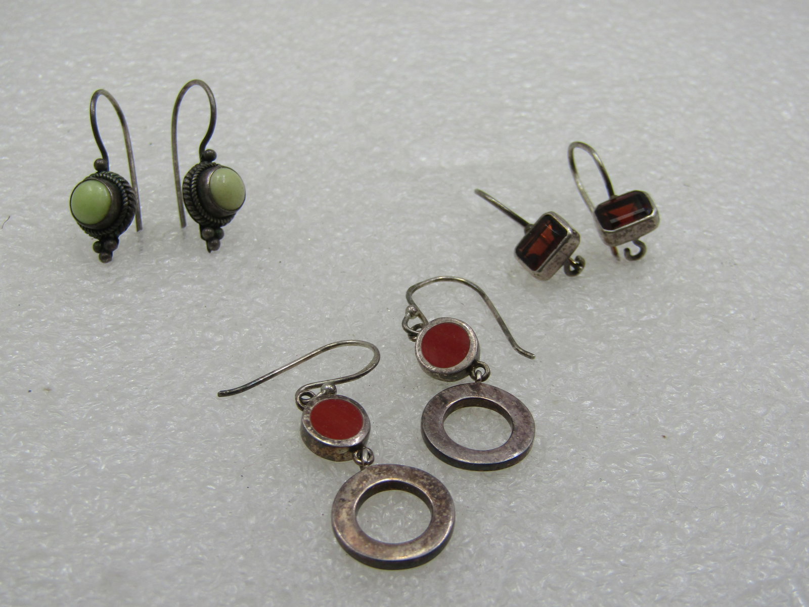 3 Pairs Sterling Pierced Drop Earring Lot - 6