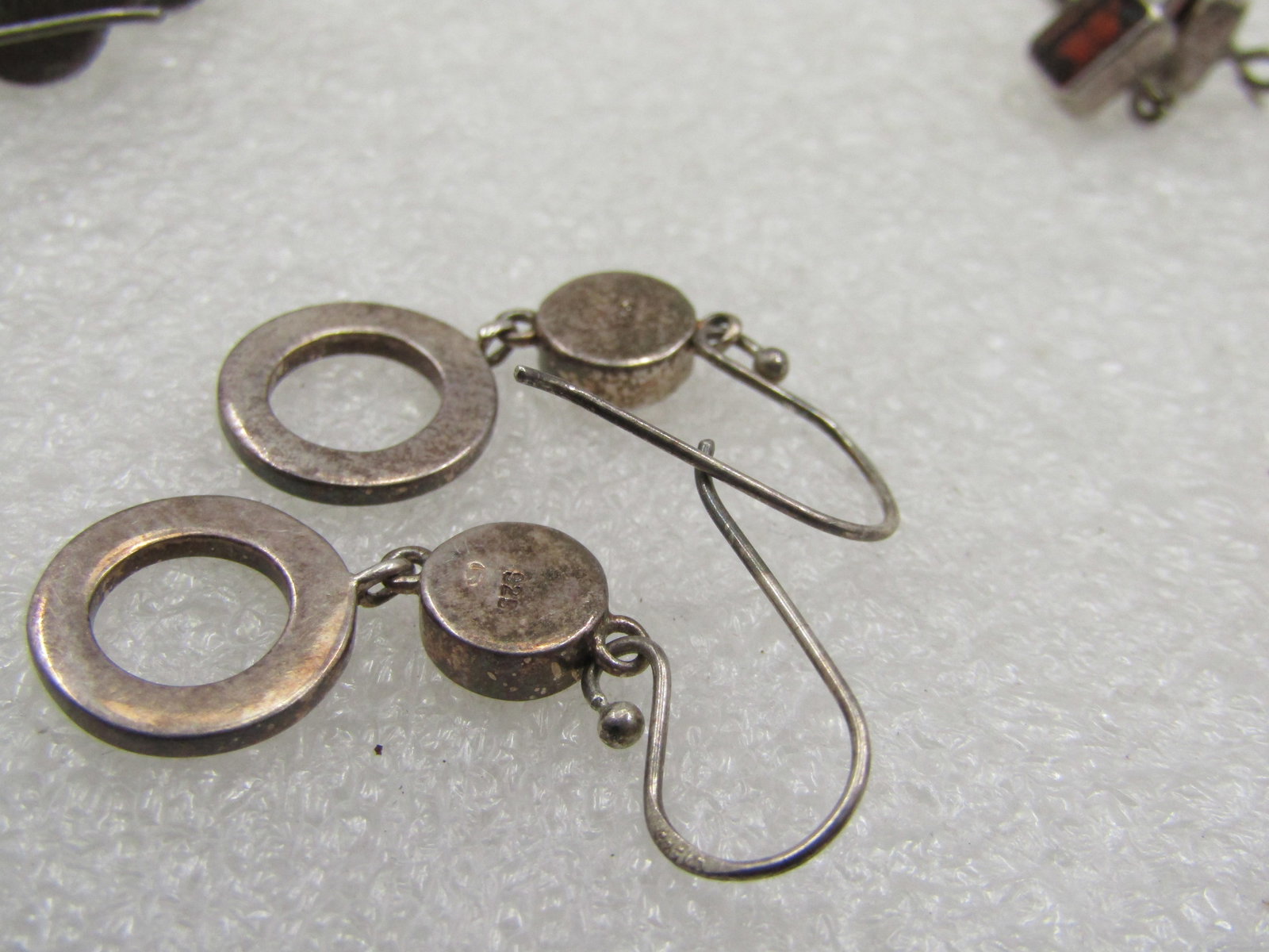 3 Pairs Sterling Pierced Drop Earring Lot - 8