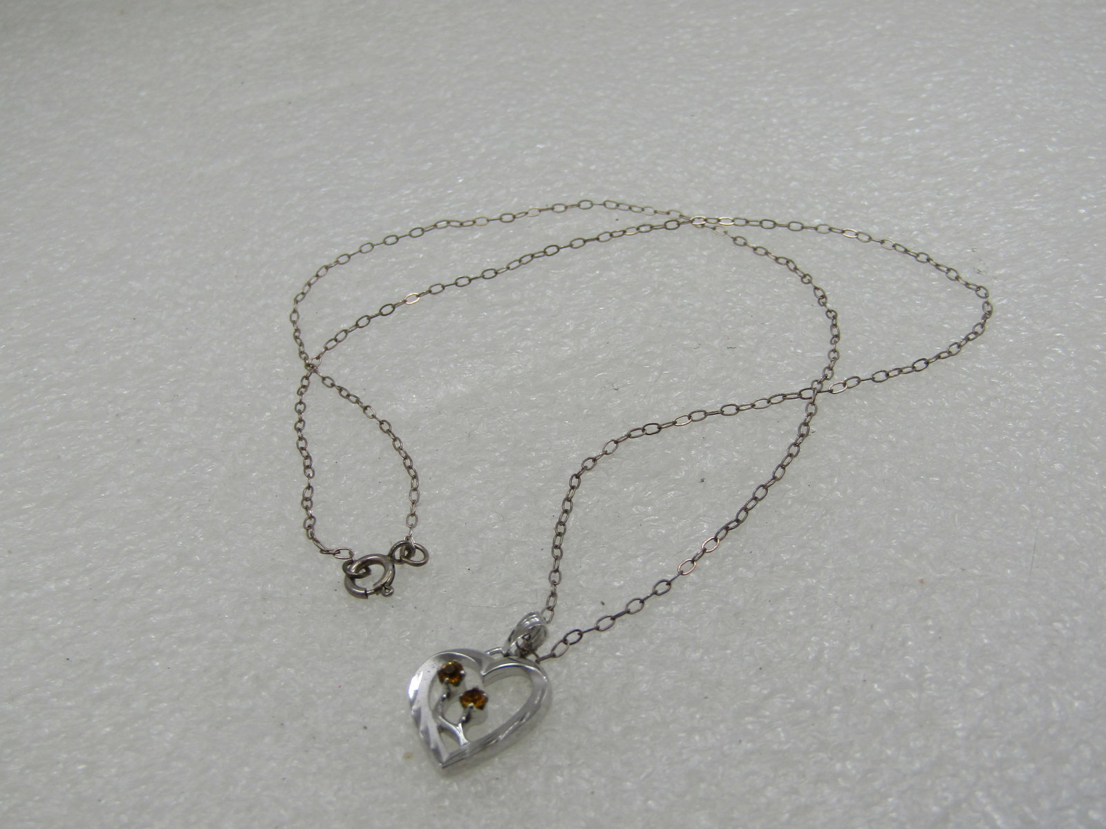 Vintage Sterling Citrine Heart Necklace, Birthstone, 18" - 3