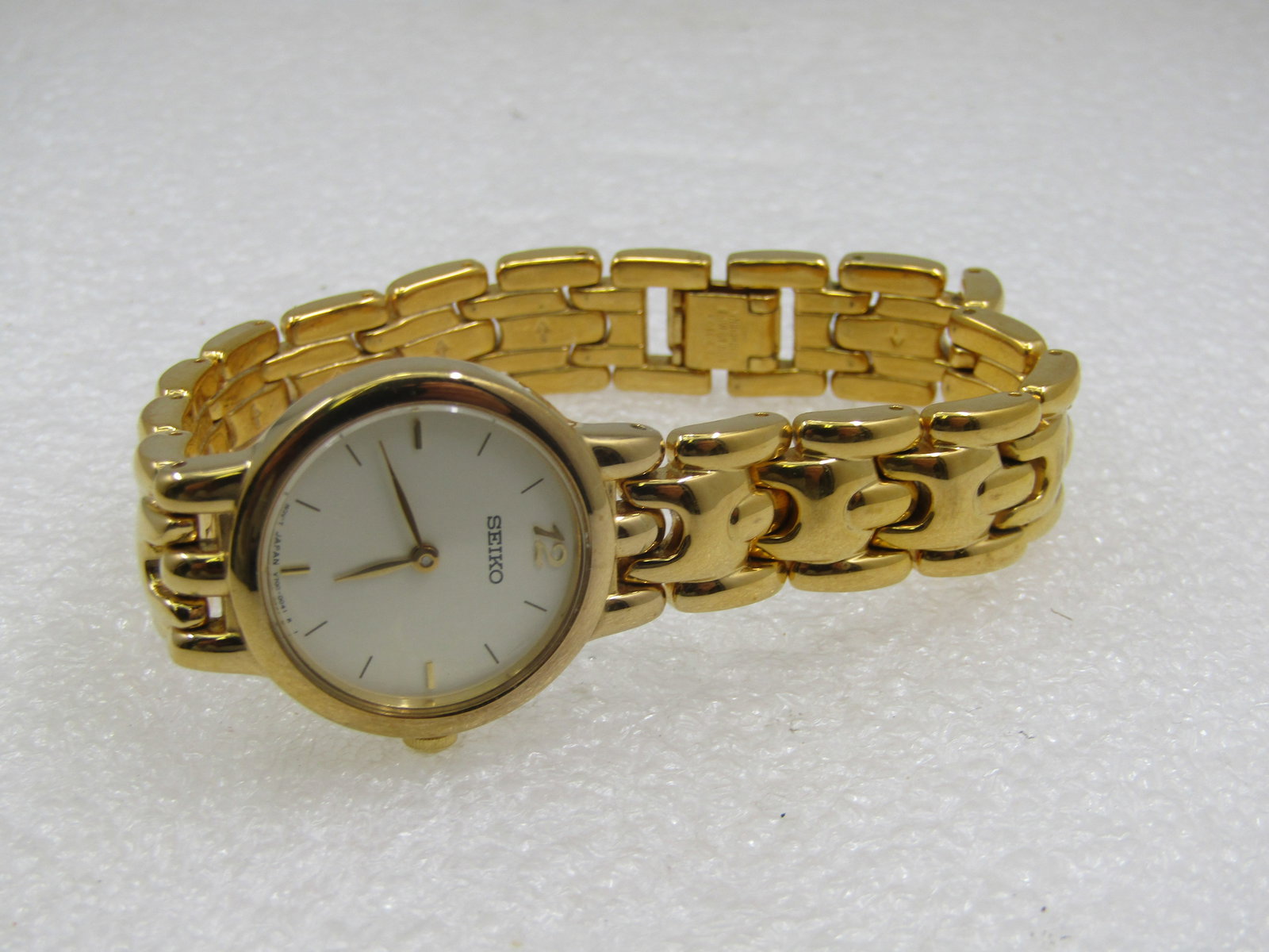 Vintage Gold Tone Ladies Watch Signed Seiko, 7", 12.5M Woven Link - 2