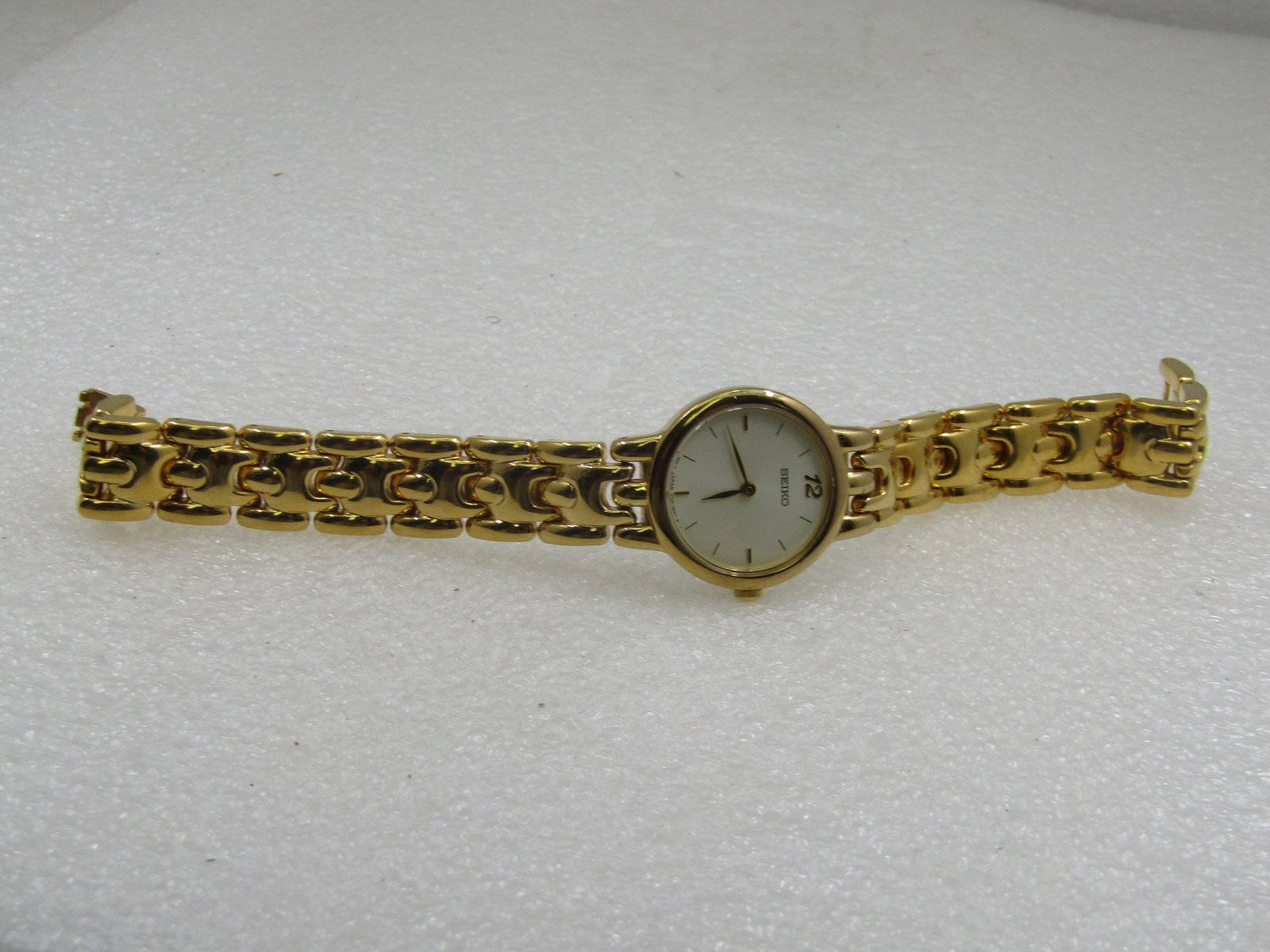 Vintage Gold Tone Ladies Watch Signed Seiko, 7", 12.5M Woven Link - 6