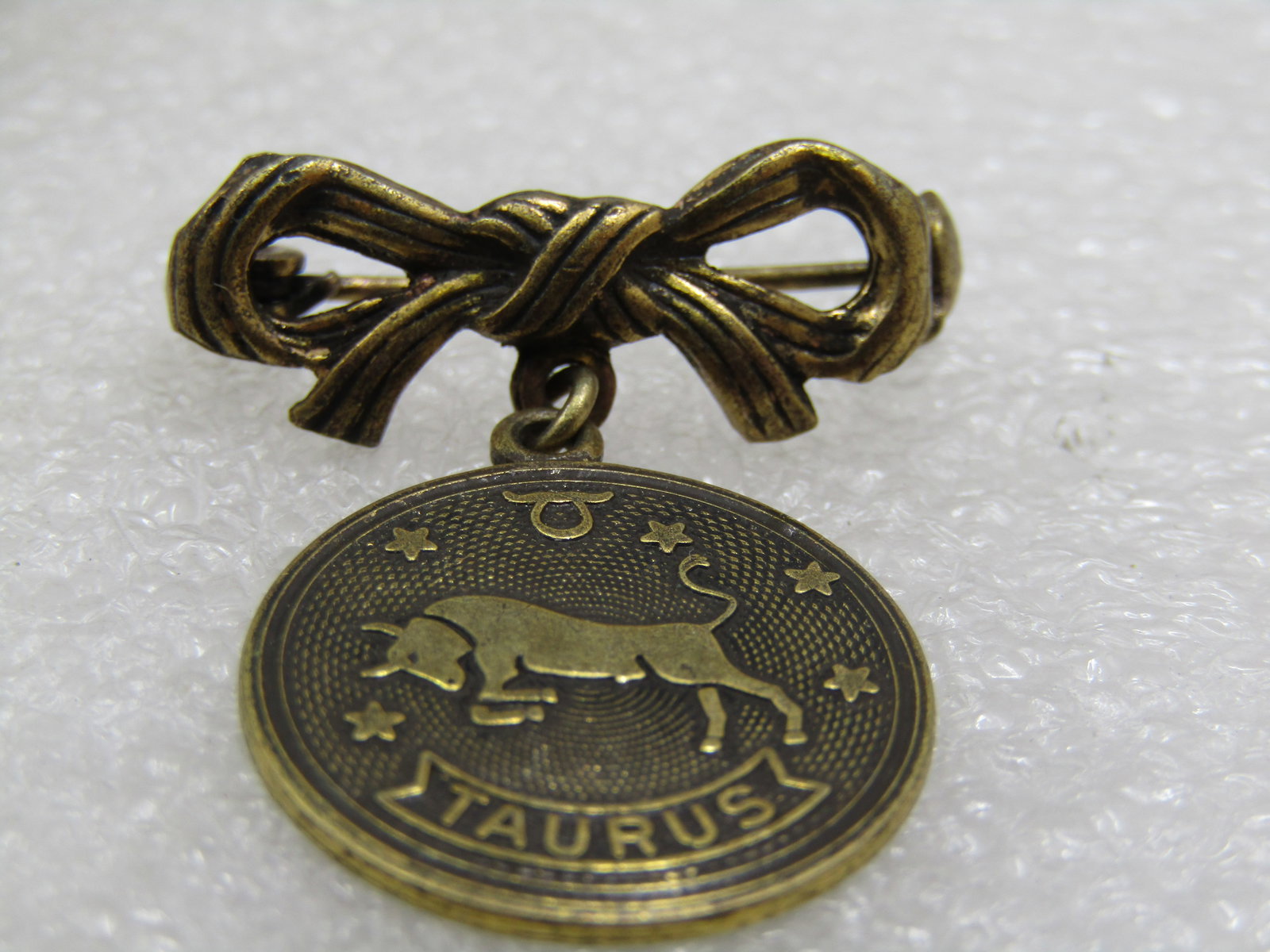 Vintage Pair Taurus Zodiac Brooches, 1960's-1970's - 4