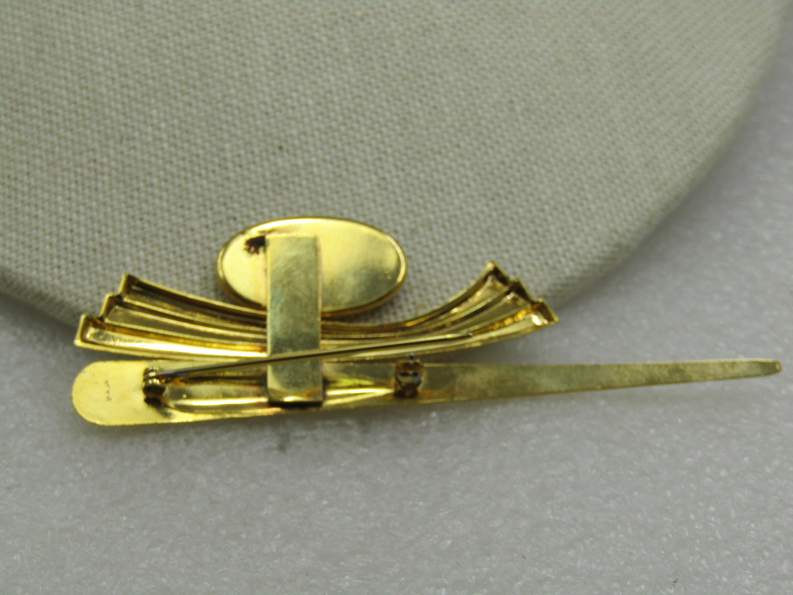 Vintage Gold Tone Brooch, Foiled Amber Stone, 3.25" - 6