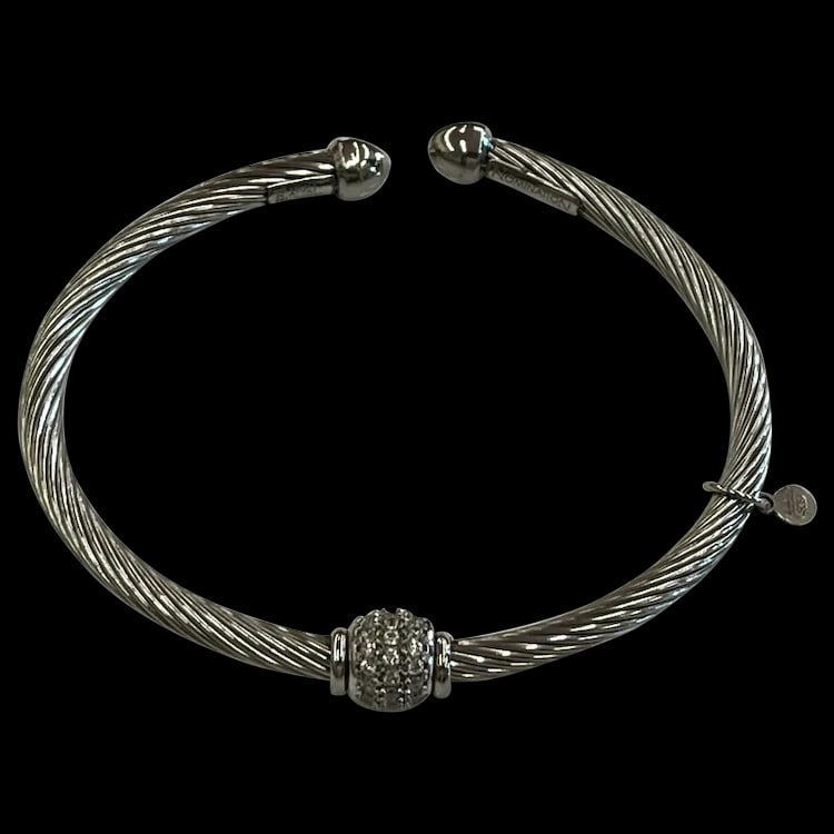 Estate Sterling Silver Twisted Nomination Cuff Bracelet Made in Italy (1 of 8)