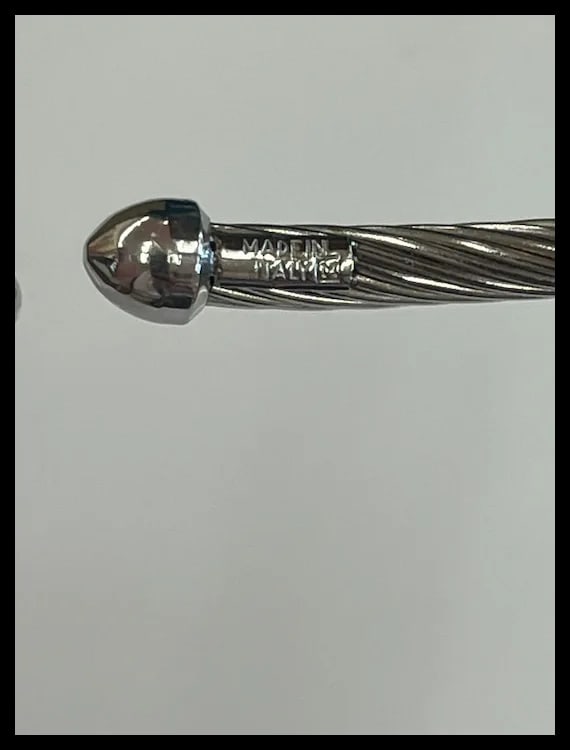 Estate Sterling Silver Twisted Nomination Cuff Bracelet Made in Italy - 3