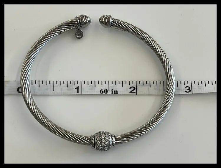 Estate Sterling Silver Twisted Nomination Cuff Bracelet Made in Italy - 7