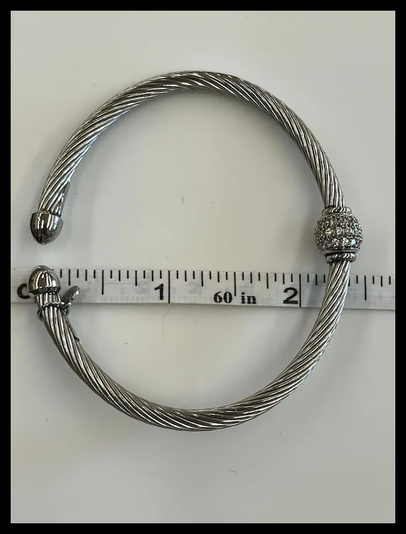 Estate Sterling Silver Twisted Nomination Cuff Bracelet Made in Italy - 8