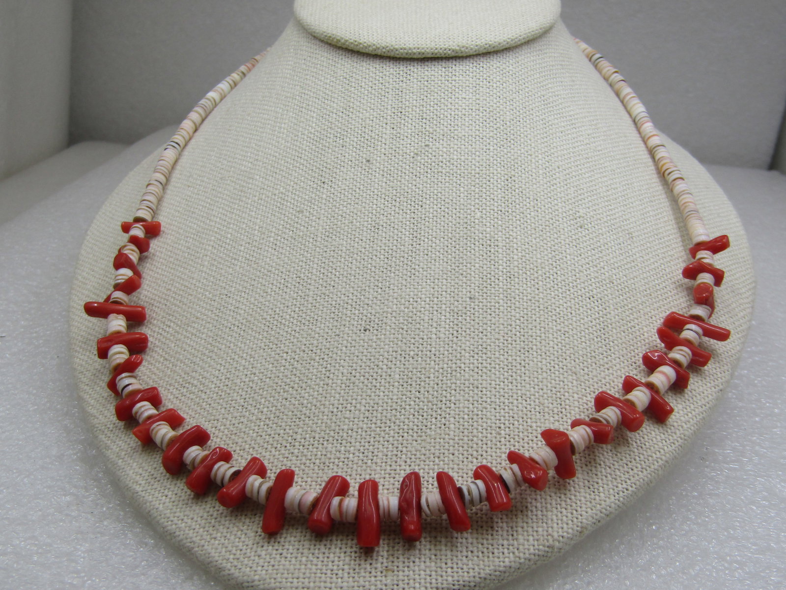 Sterling Southwestern Puka & Red Coral Heishi Necklace, 21" - 2