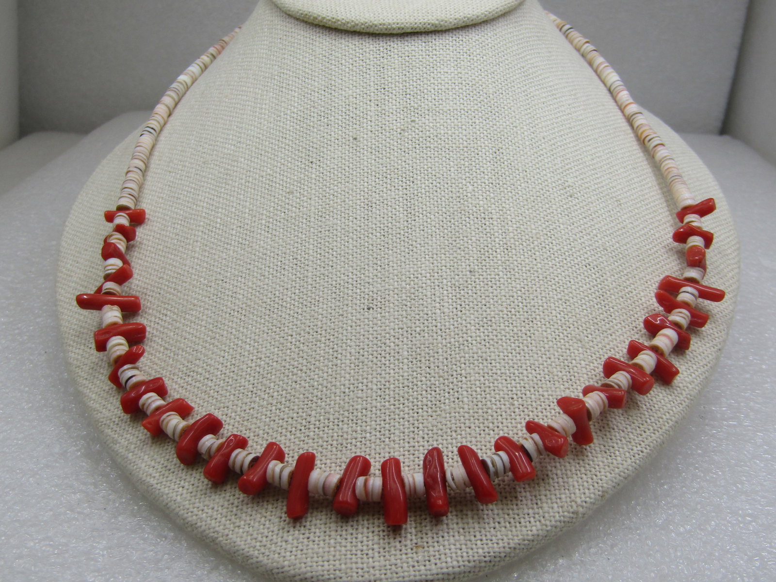 Sterling Southwestern Puka & Red Coral Heishi Necklace, 21" - 3
