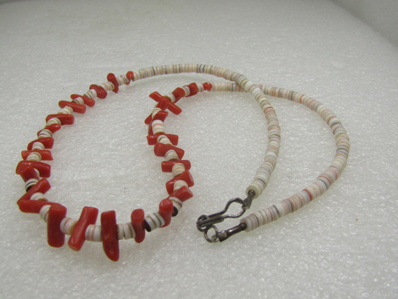 Sterling Southwestern Puka & Red Coral Heishi Necklace, 21" - 5
