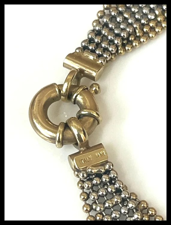 Italian 14k Yellow and White Gold Caviar Bracelet - 6