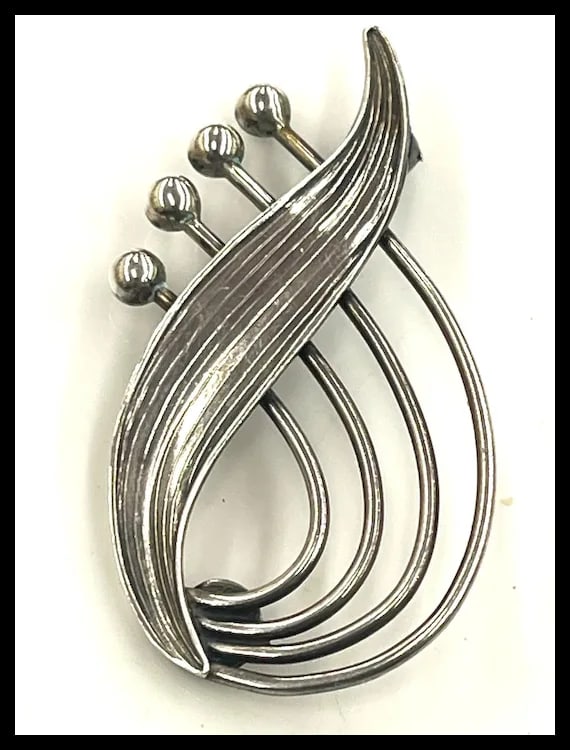 Estate Sterling Silver COF "Carl OVE Frydensberg" Modernist Style Brooch/Pin (Missing Closure) - 2