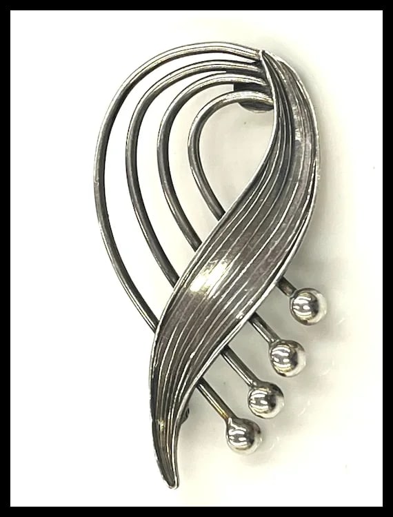 Estate Sterling Silver COF "Carl OVE Frydensberg" Modernist Style Brooch/Pin (Missing Closure) - 3