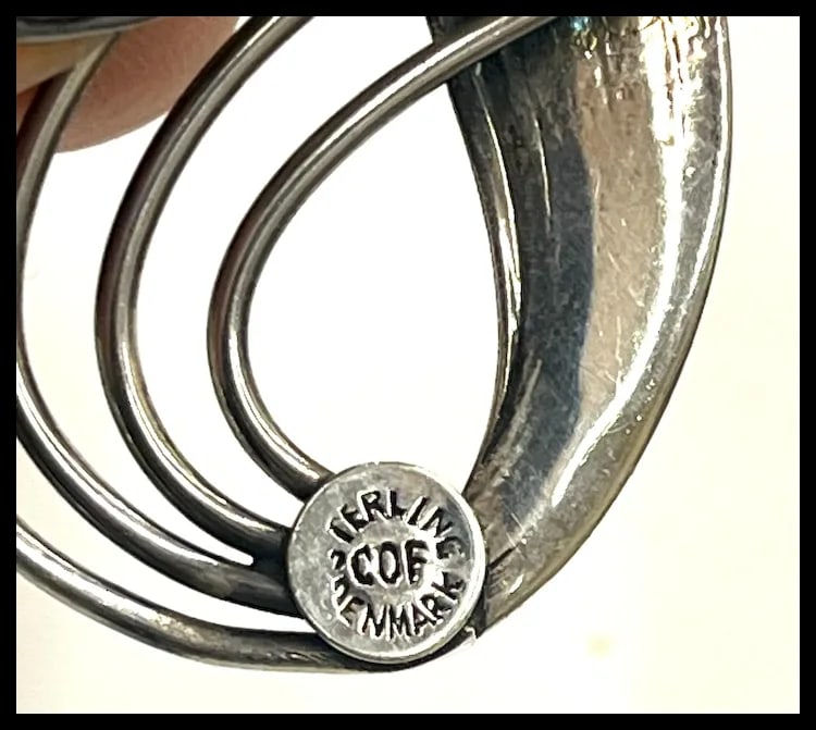 Estate Sterling Silver COF "Carl OVE Frydensberg" Modernist Style Brooch/Pin (Missing Closure) - 6
