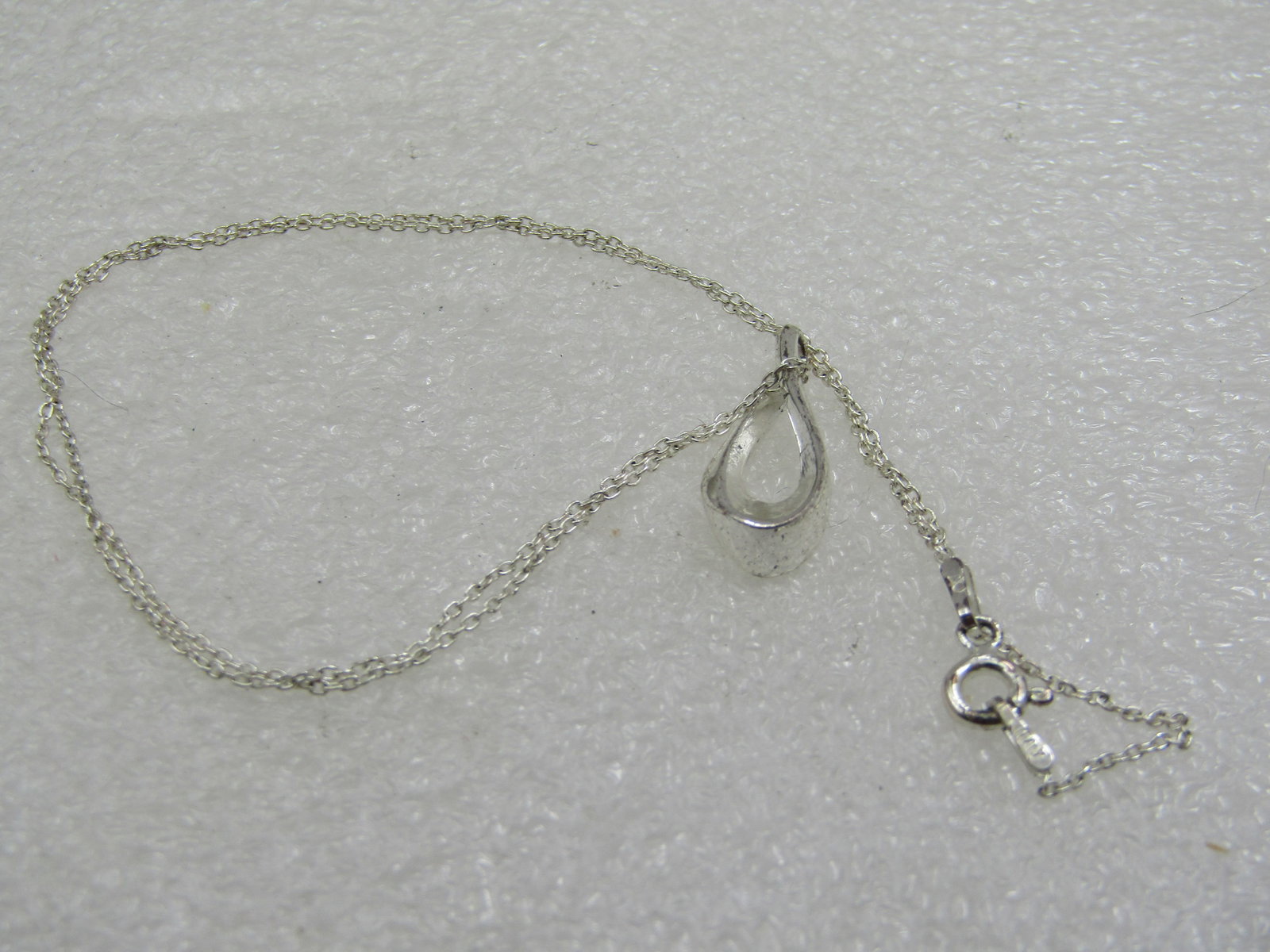 Sterling Teardrop Tapered Hoop Necklace 16" - 4
