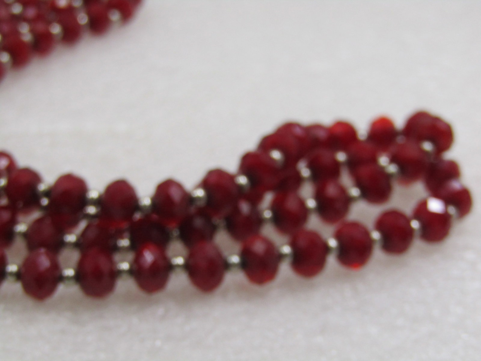 Vintage Red Crystal Beaded Necklace 36", 7.5mm - 5