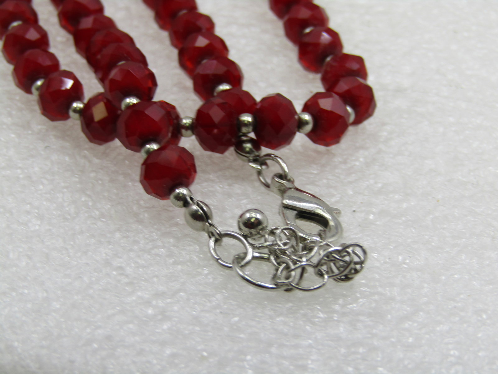 Vintage Red Crystal Beaded Necklace 36", 7.5mm - 6