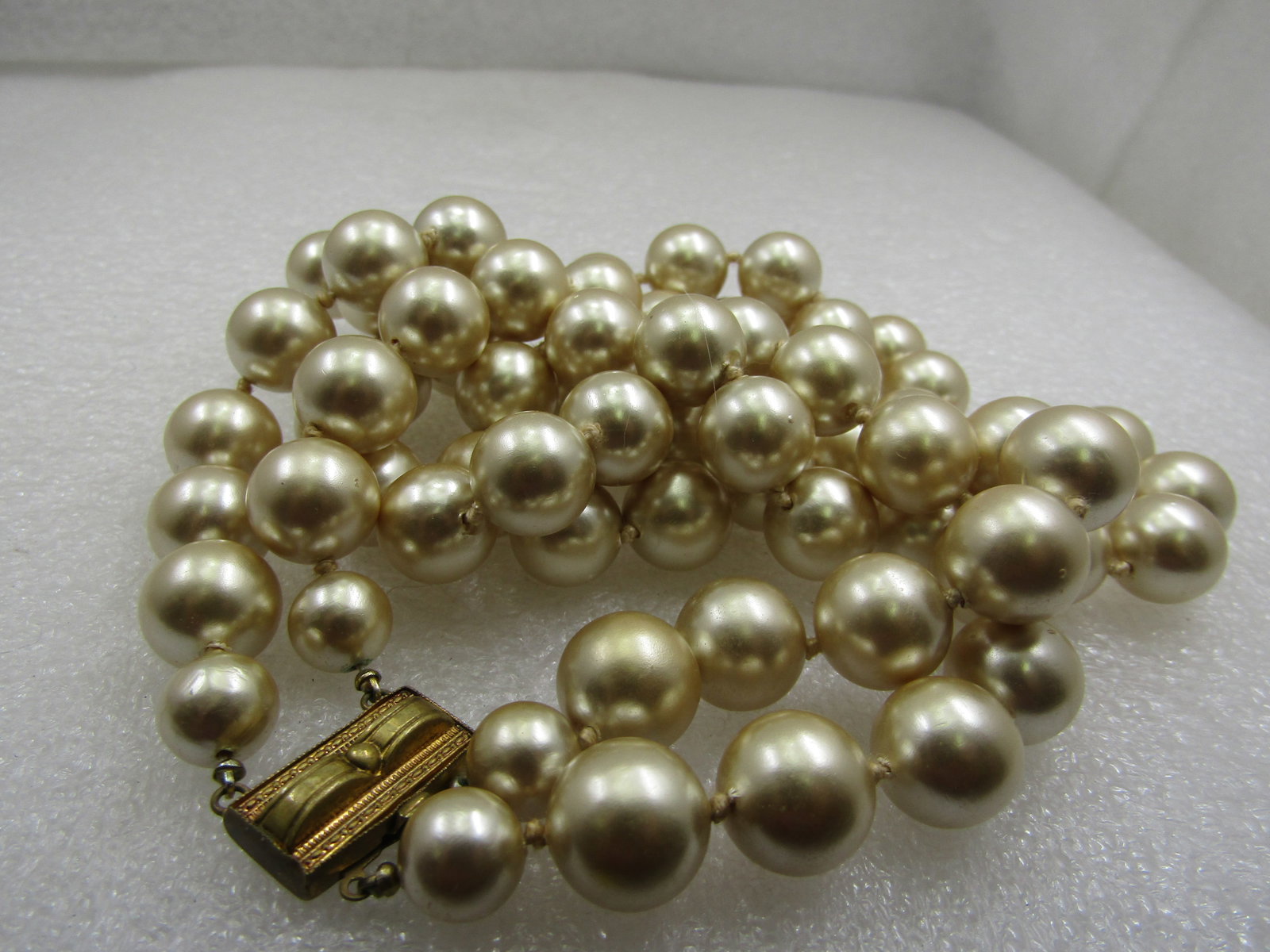 Vintage Czech 12mm Double Strand Faux Pearl Necklace, 1920's-1930's. - 7