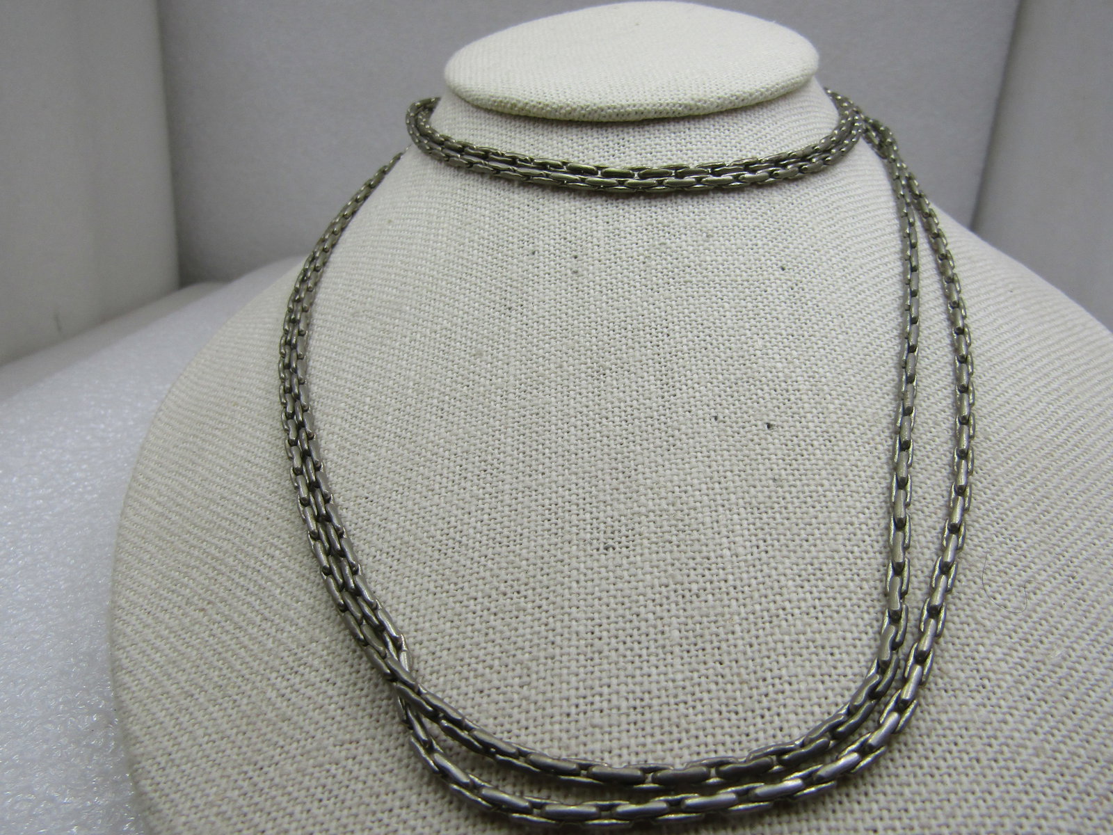 Vintage Silver Plated Bar Link Necklace 60" - 4