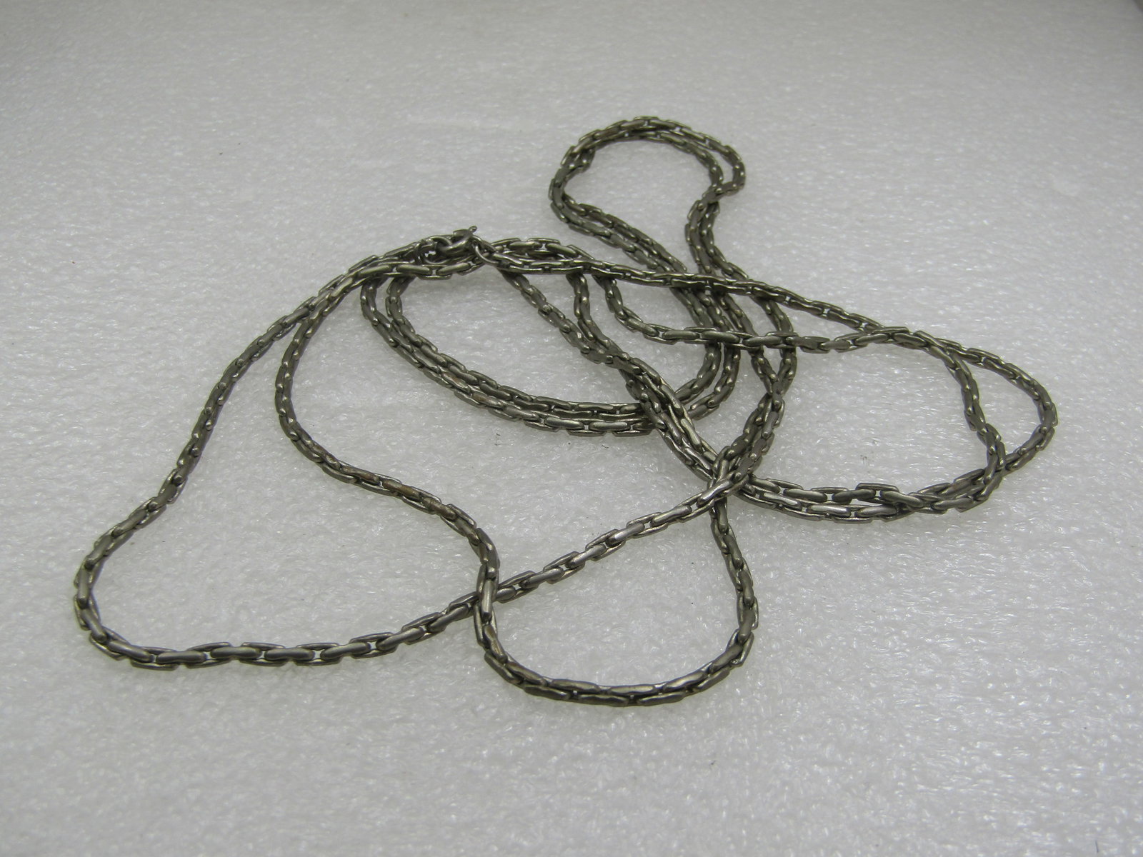 Vintage Silver Plated Bar Link Necklace 60" - 5